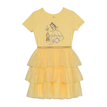 new!Disney Collection Little & Big Girls Short Sleeve Cap Sleeve Belle Princess Tutu Dress | JCPenney