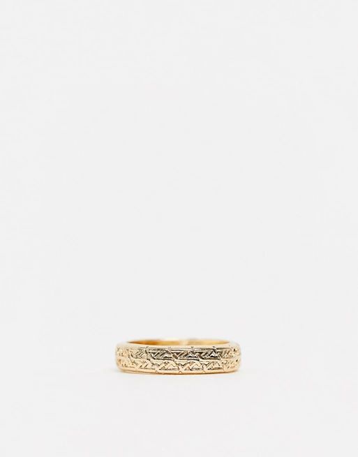 ASOS DESIGN pack of 6 rings in mixed texture and designs in gold tone | ASOS (Global)