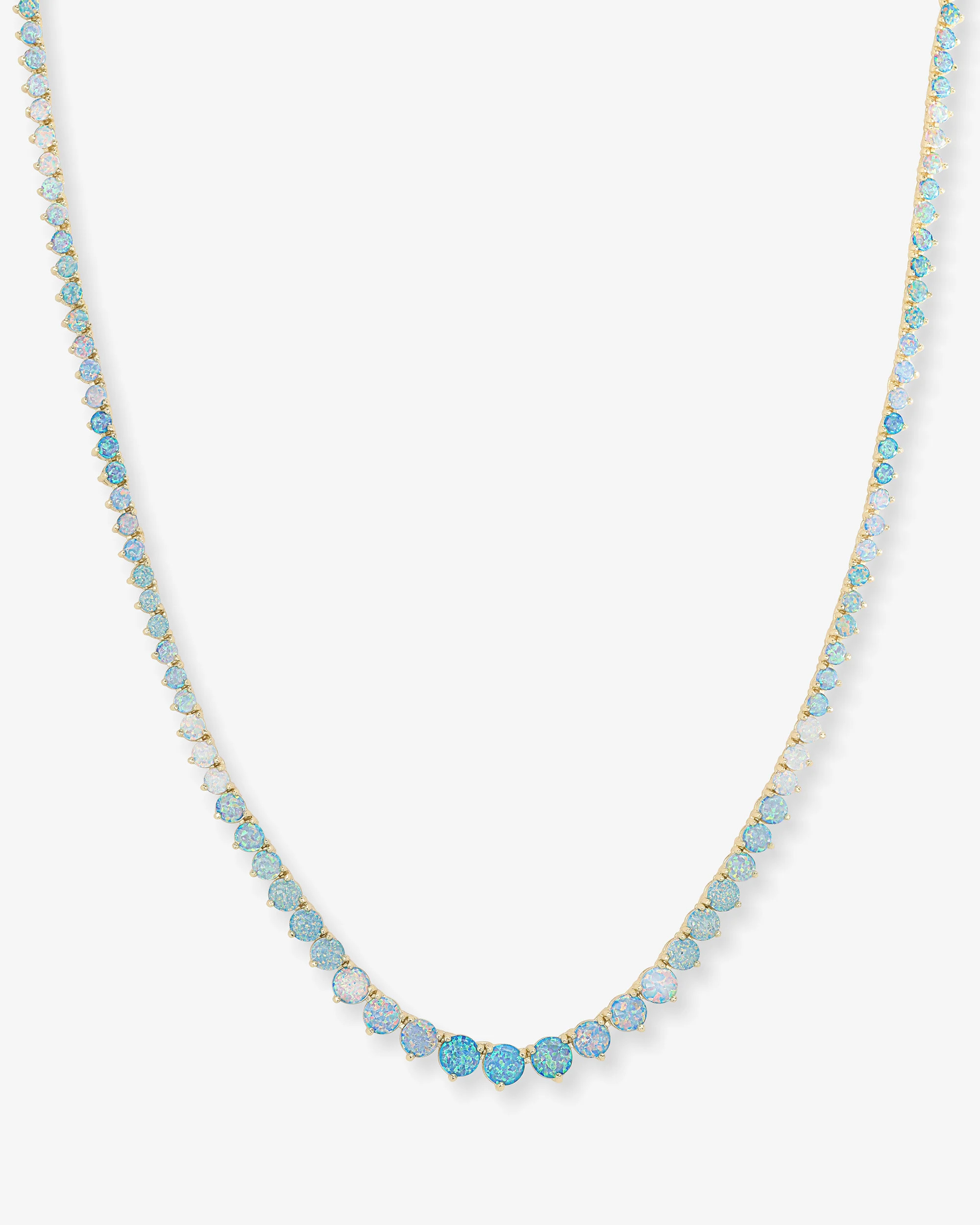 Not Your Basic Graduated Ombré Tennis Necklace 16" - Gold|Blue Opal Ombré | Melinda Maria Jewelry