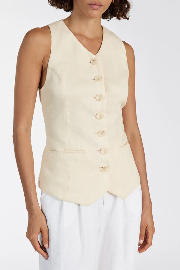 ALONDRA LEMON LINEN VEST | DISSH