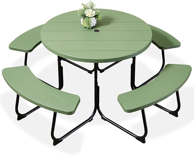 Best Choice Products 8-Person Outdoor Bench Patio Picnic Table, Circular w/ 4 Built-in Benches an... | Amazon (US)