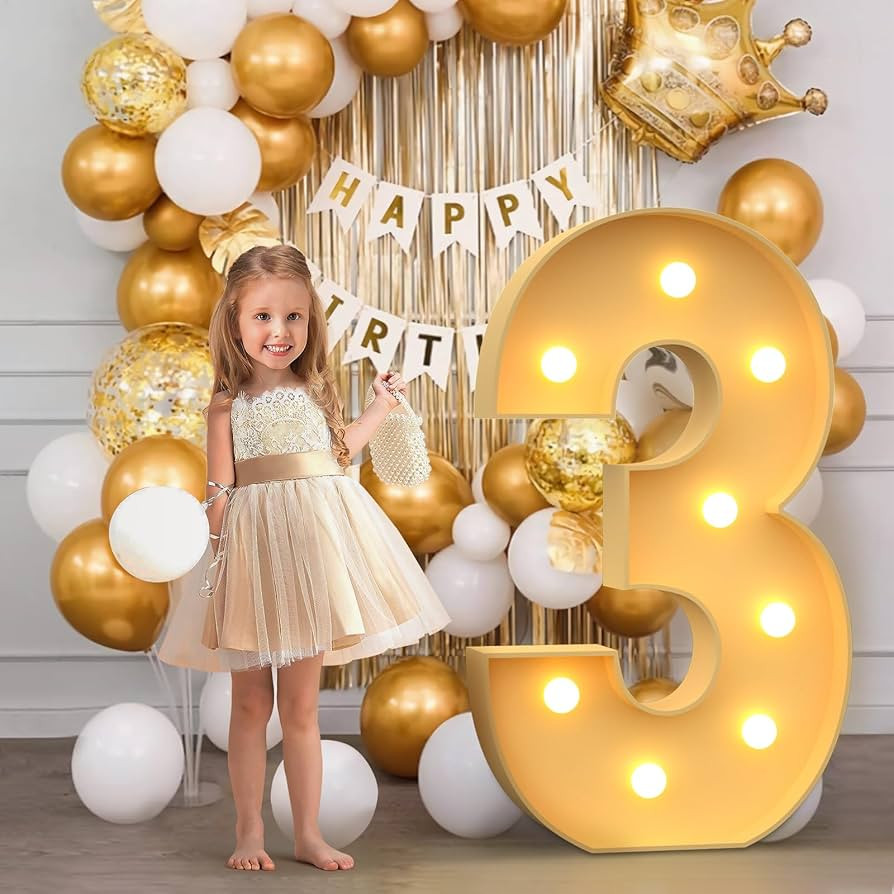 imprsv 3FT Marquee Light Up Numbers, Mosaic Numbers for Balloons, Number 3 Balloon Frame, Marquee... | Amazon (US)