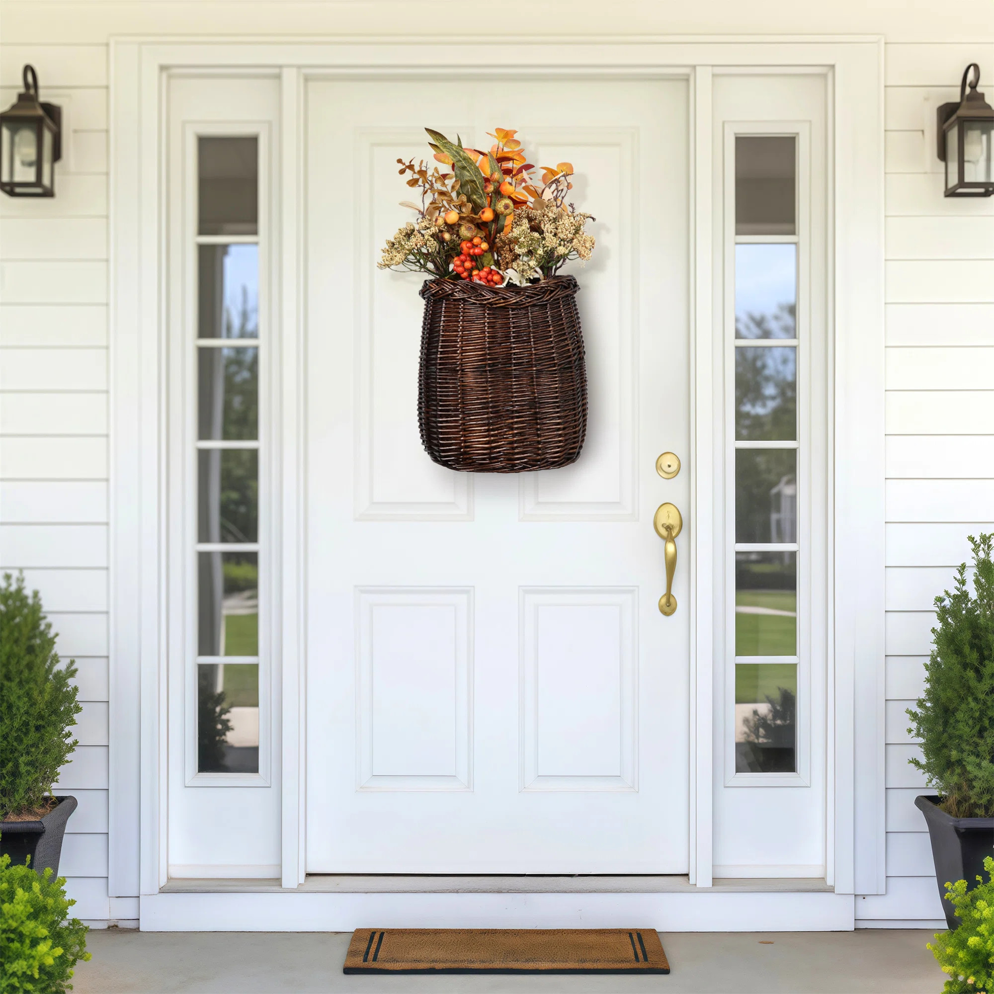 Handwoven Willow Wicker Hanging Basket Storage with Handle, Dark Brown | Wayfair North America