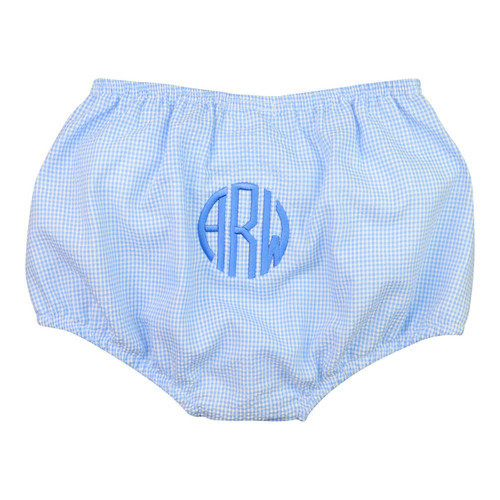 Blue Seersucker Gingham Swim Bloomer | Cecil and Lou