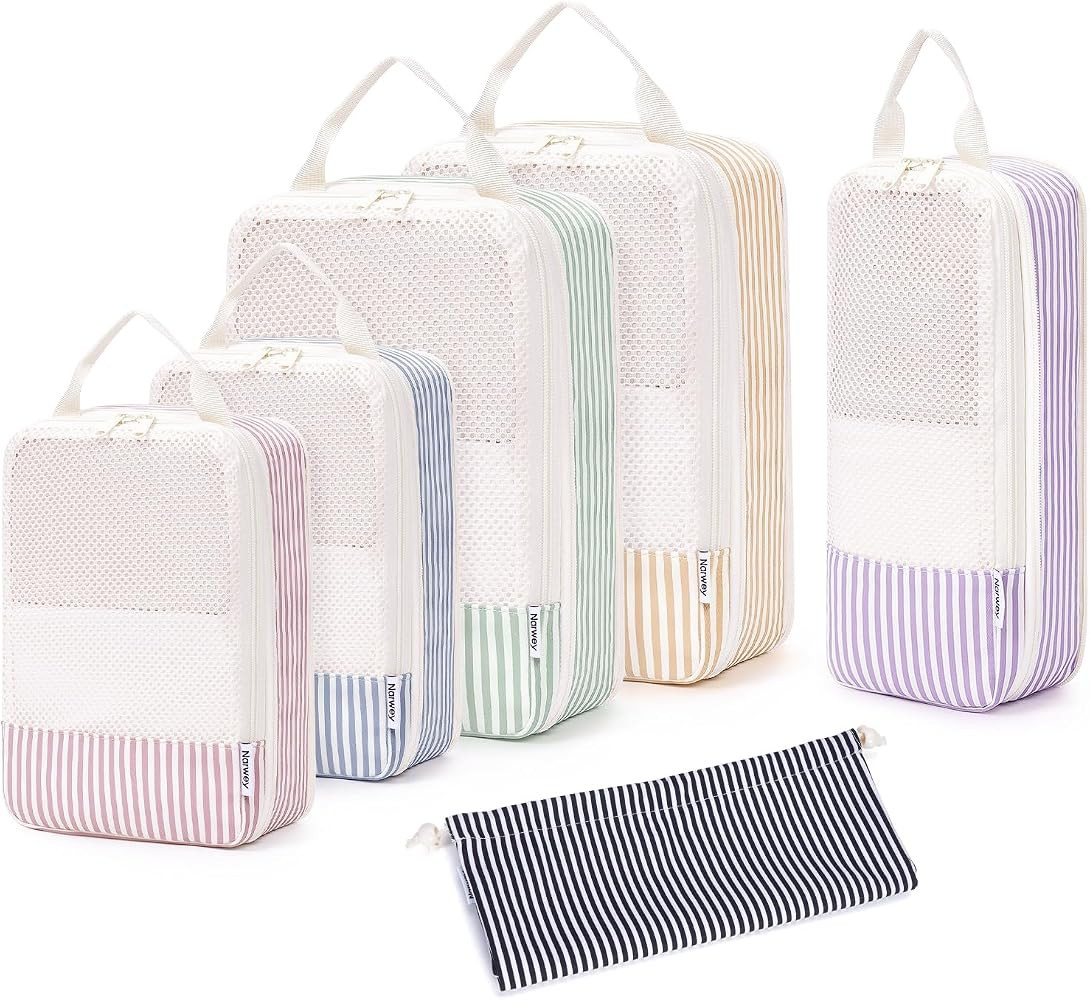 Narwey 6 Set Compression Packing Cubes for Travel Women Men, Travel Cubes for Carry On Suitcase, ... | Amazon (US)