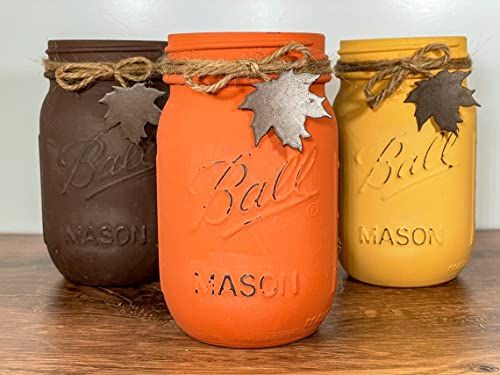 Fall Mason Jars/Fall Mason Jar Decor/Fall Decor/Fall Centerpiece | Amazon (US)