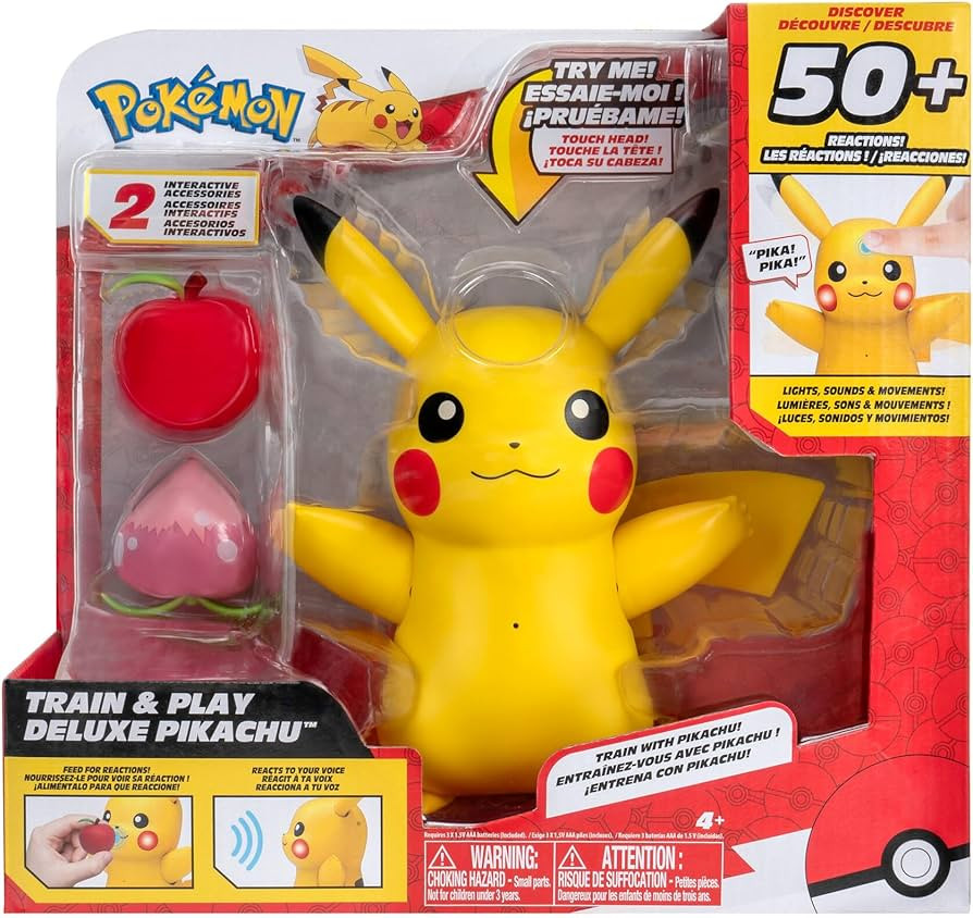 Pokémon Train and Play Deluxe Pikachu - 4.5-Inch Pikachu Figure with Lights, Sounds, and Moving ... | Amazon (US)