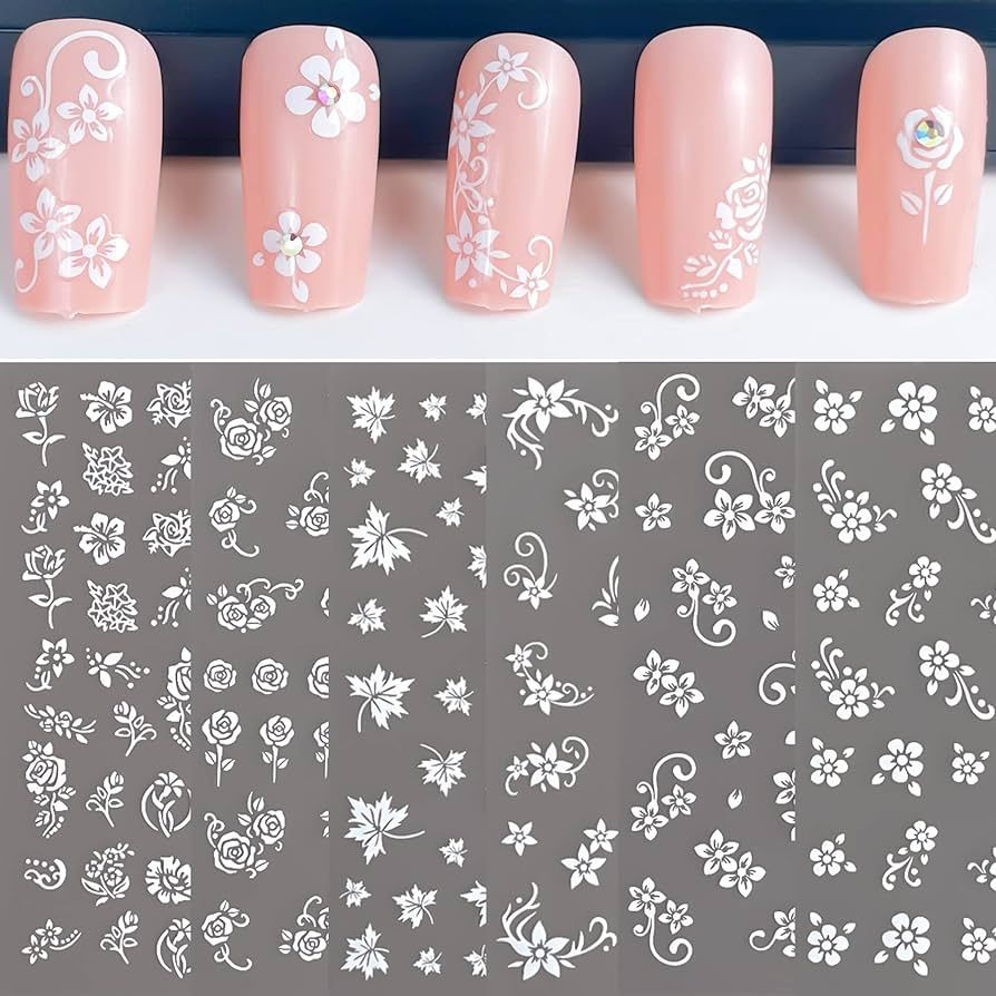 White Flower Nail Art Stickers  | Amazon (US)