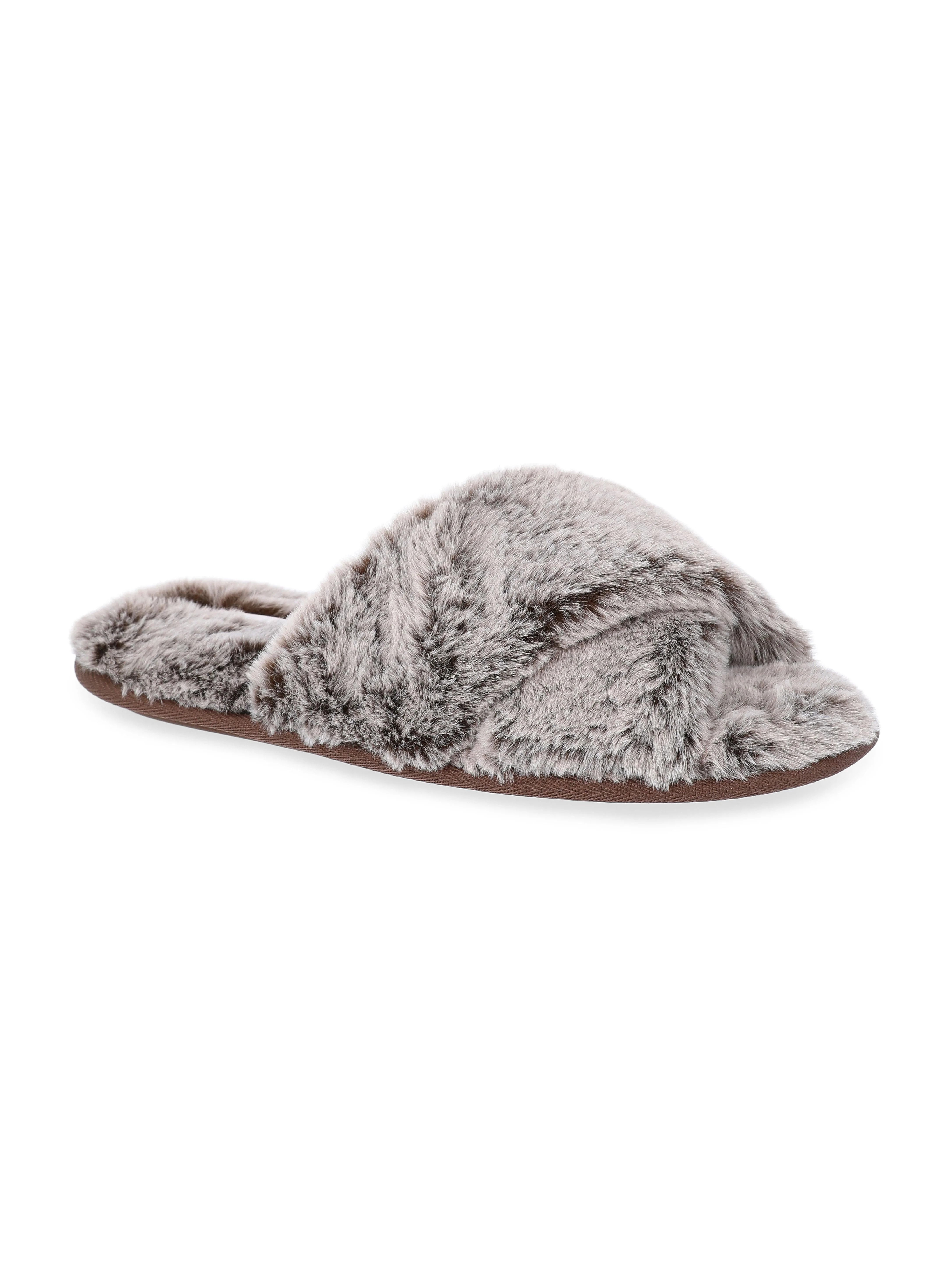 Joyspun Women's Faux Fur X-Band Slippers | Walmart (US)
