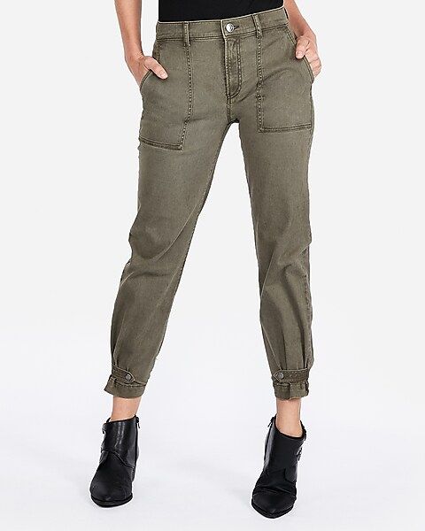 high waisted straight cropped cinched hem utility pant | Express