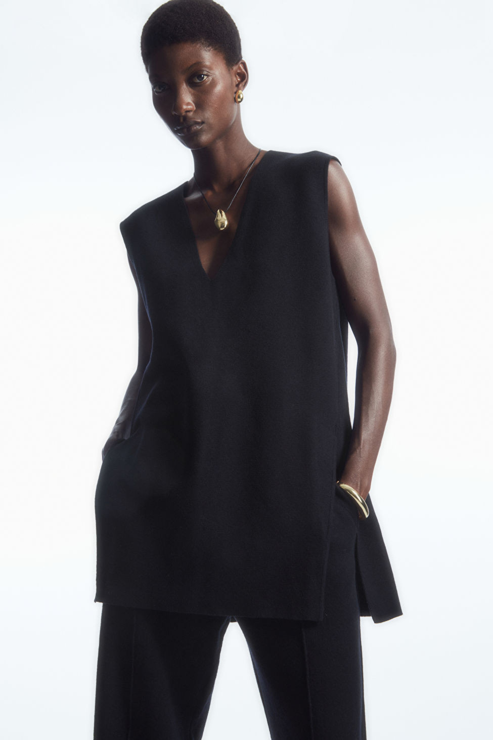 KNITTED WOOL TUNIC - DARK NAVY - Knitwear - COS | COS (US)