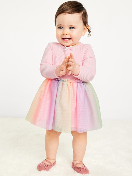 Printed Long-Sleeve Ribbed Tutu Dress for Baby | Old Navy (US)