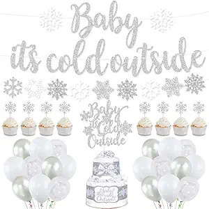 Baby It’s Cold Outside Party Decorations, Banner, Snowflake Balloons, Garland for Winter Wonder... | Amazon (US)