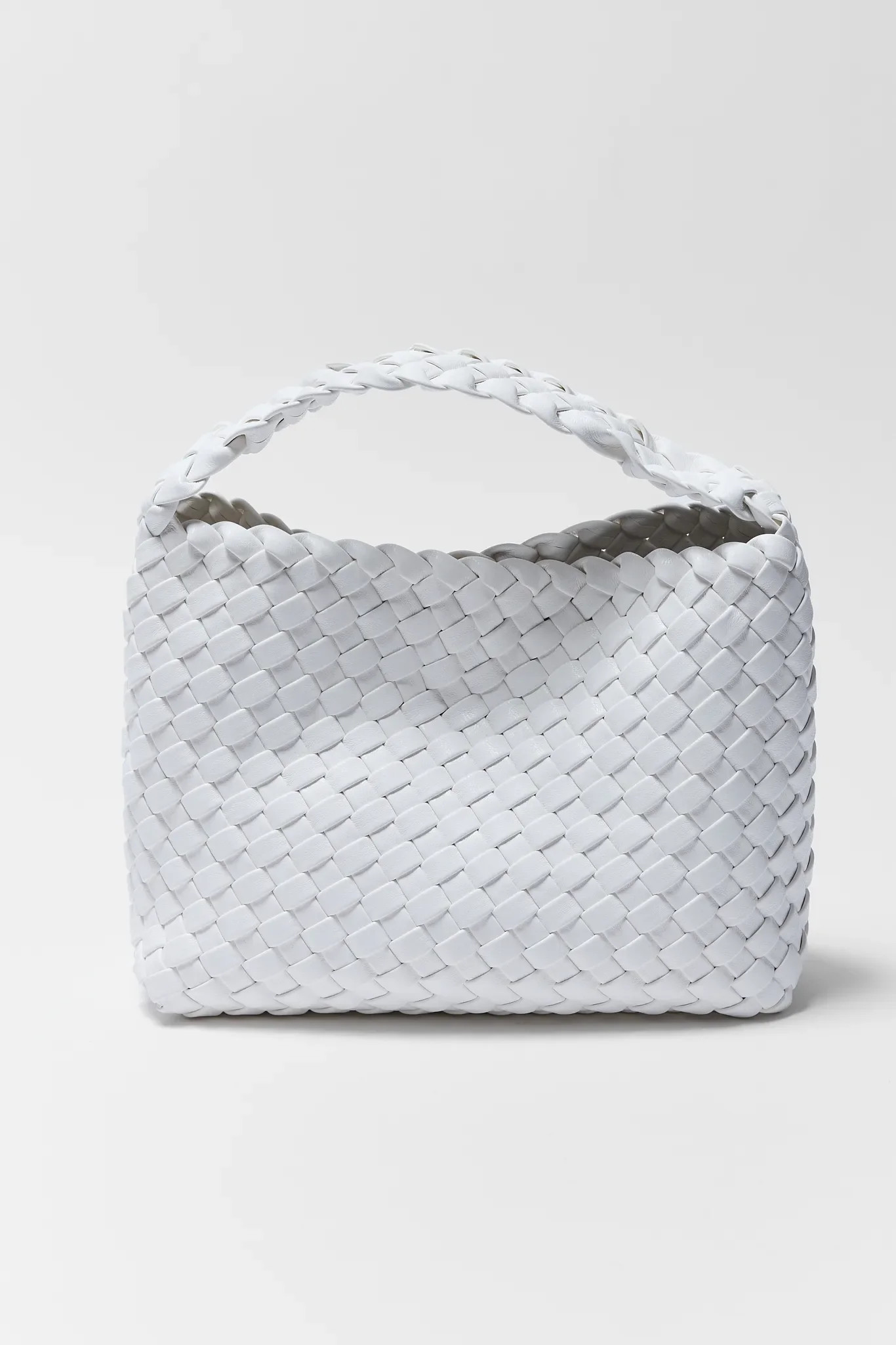 Kaia White Faux Leather Woven Bag | Avara