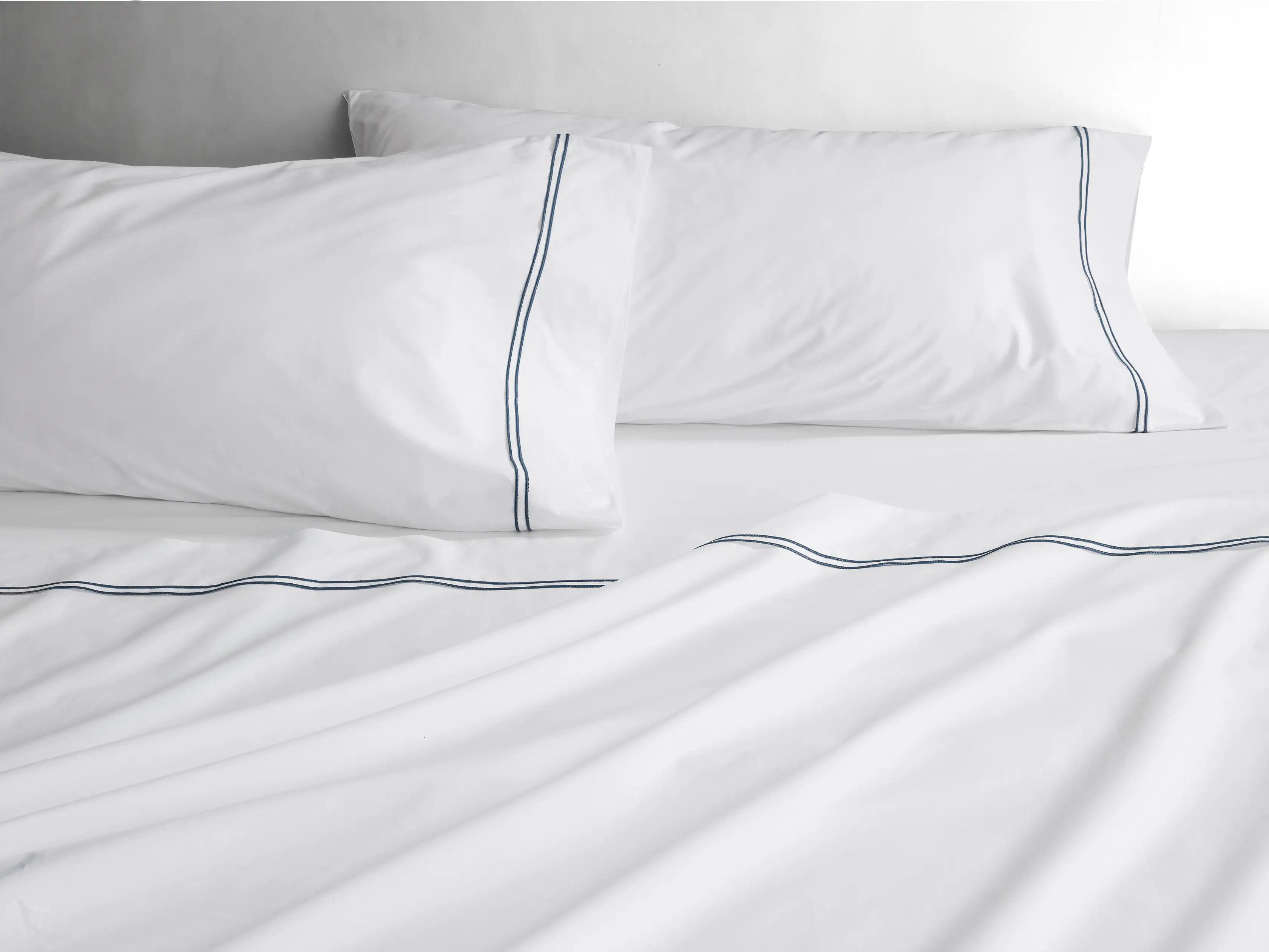 Italian Embroidered Percale Fitted Sheet , King | Arhaus | Arhaus