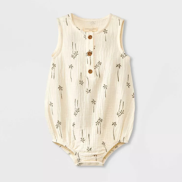 Grayson Collective Baby Sleeveless Gauze Button-Front Bubble Romper | Target