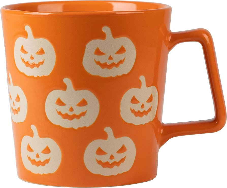 10 Strawberry Street Halloween Jack O Lantern & Ghost 20 oz Wax Resist Mugs, Black/Orange | Amazon (US)