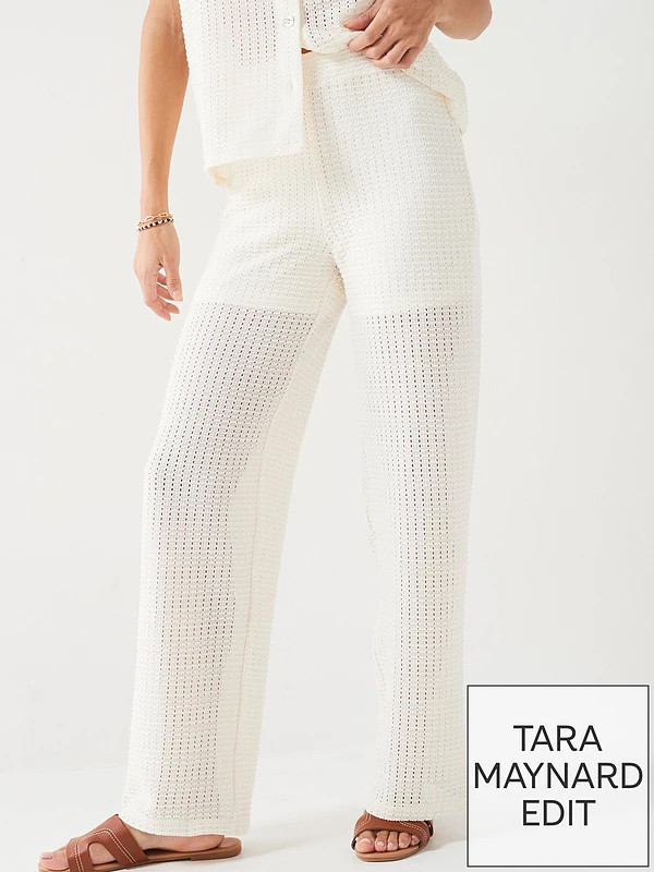 V by Very X Tara Maynard Crochet Co Ord Trousers - Cream | Very (UK)