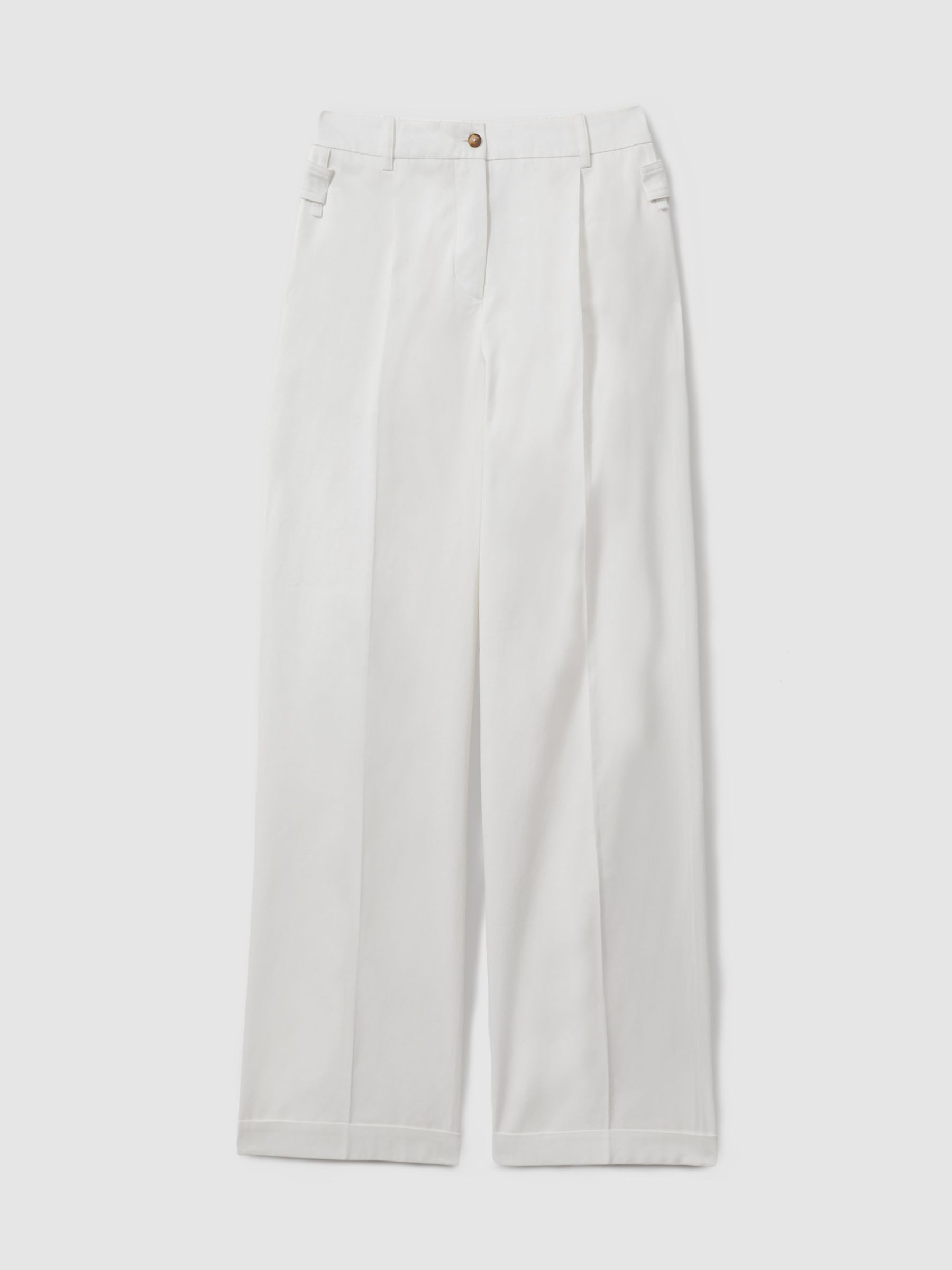 Cotton Wide Leg Suit Trousers in White | Reiss UK