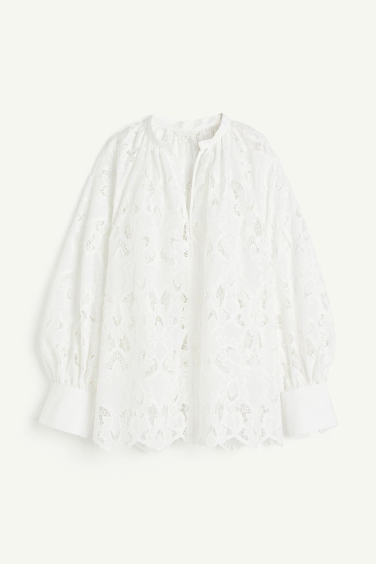 Bluse mit Broderie Anglaise | H&M (DE, AT, CH, NL, FI)