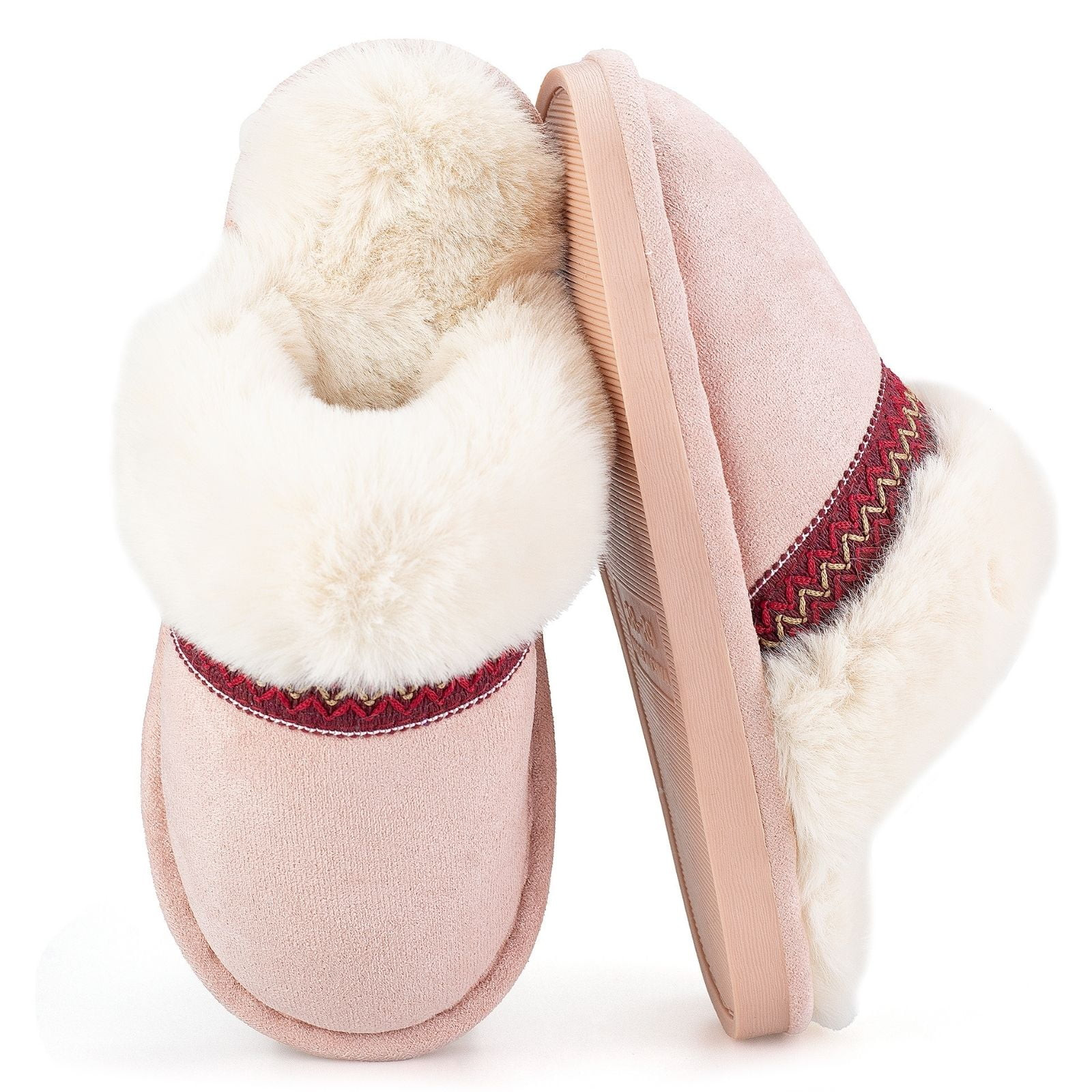 BERANMEY Slippers for Women Scuff Memory Foam Fuzzy Faux Fur House Slippers Bedroom Non-slip Warm... | Walmart (US)