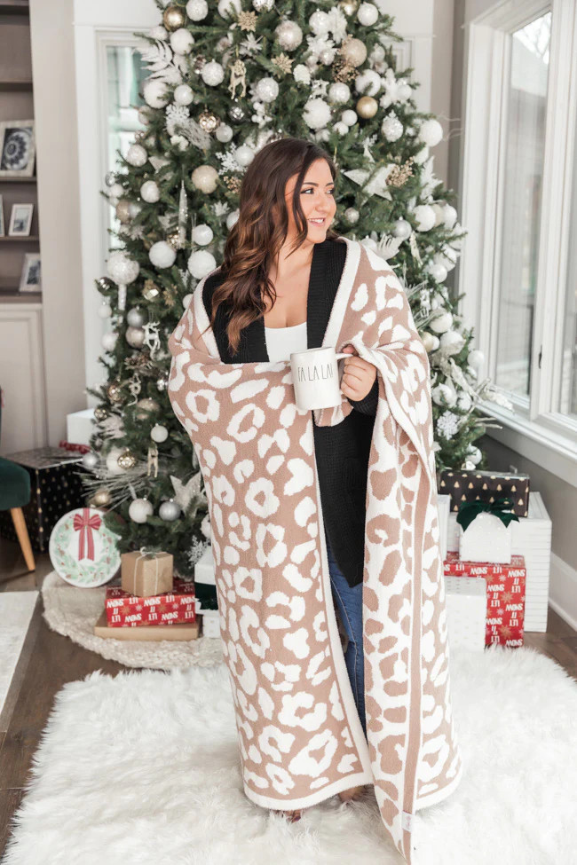 Keep You Warm Blanket Beige Animal Print | The Pink Lily Boutique