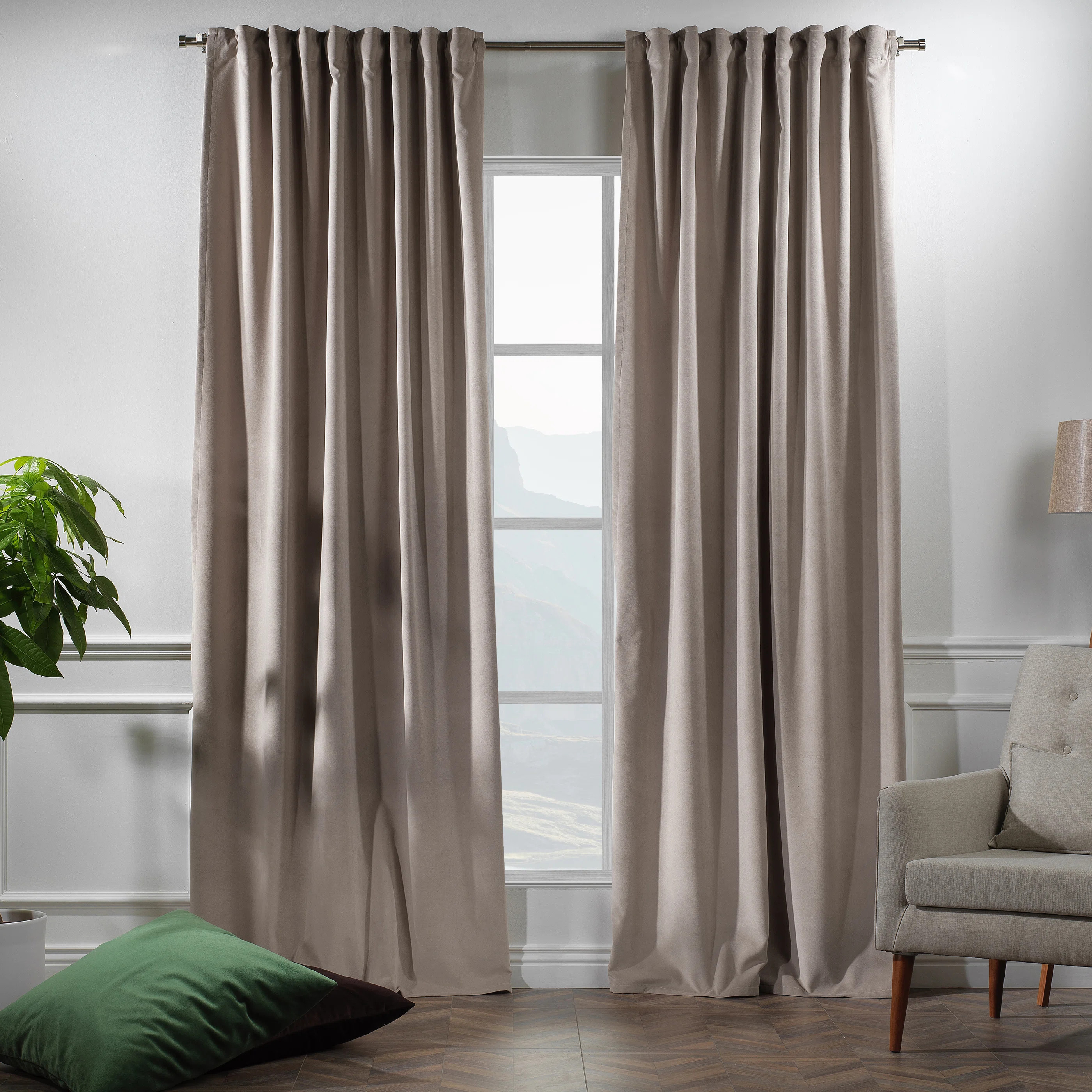 Matte Velvet Extra Wide x Extra Long Custom Made Decorative Double Panel (Set of 2) | AllModern