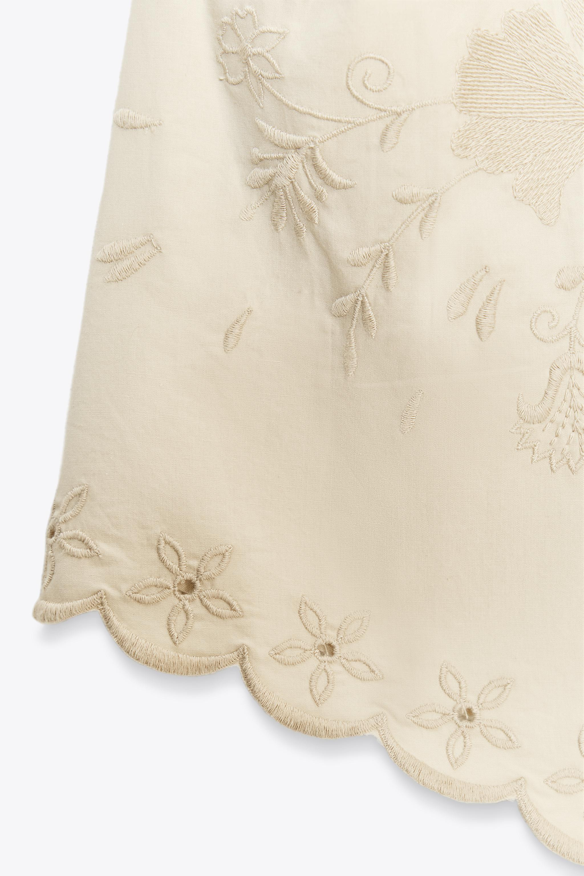 EMBROIDERED POPLIN TOP | Zara UK