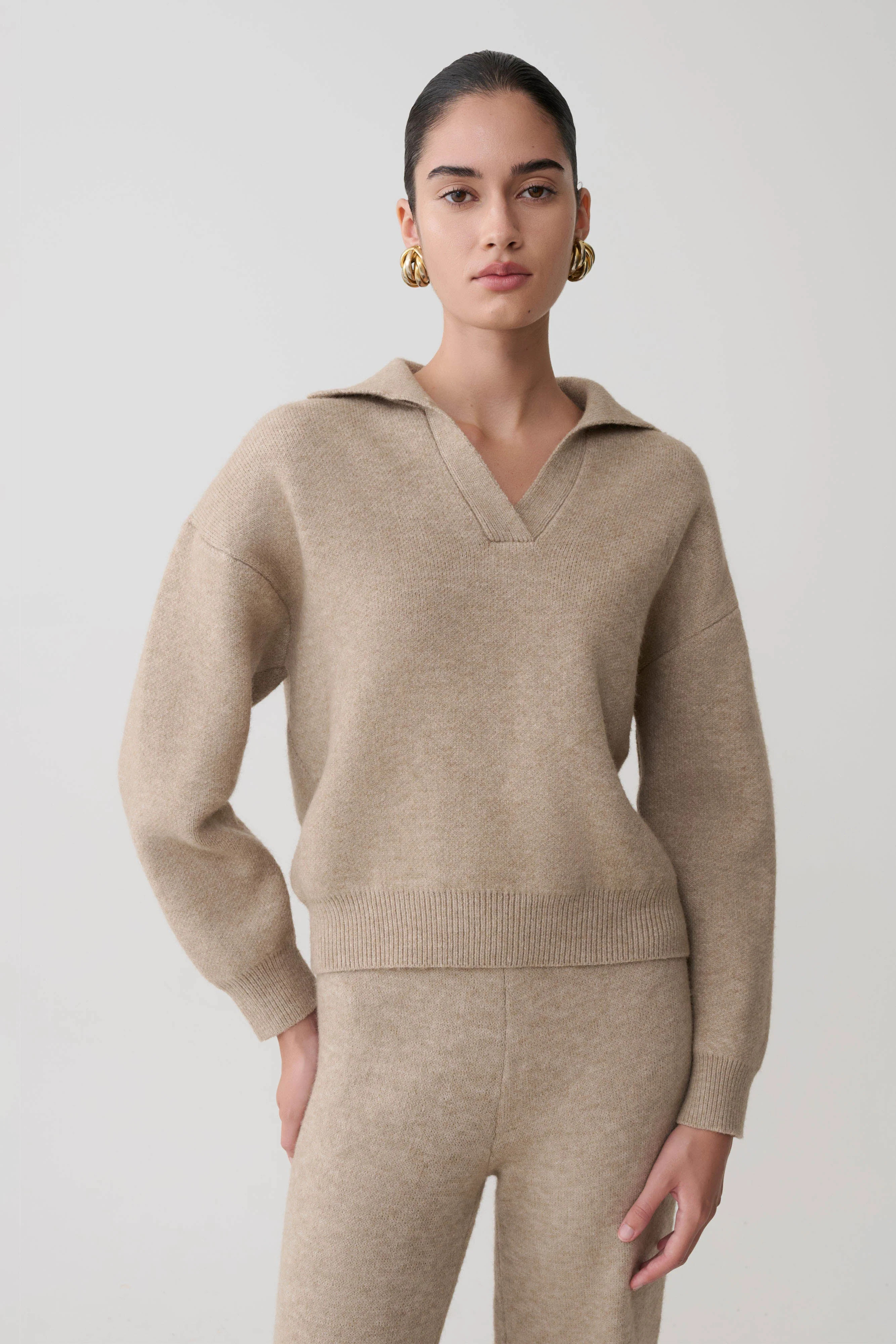 Luca Knit Jumper - Beige Marle | MESHKI US