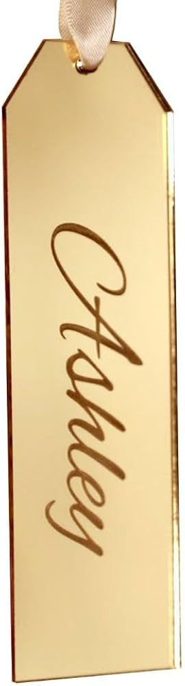 Gold Acrylic Christmas Stocking Name Tag Personlaized (Script Font, Gold) | Amazon (US)