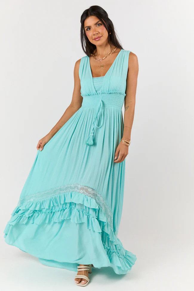 Lucky To Have You Light Blue Sleeveless Maxi Dress | Pink Lily