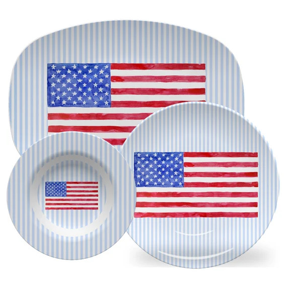 Luxury Land Of The Free American Flag HeatSafe™ Dinnerware - Sustainable Oven Safe, Microwave S... | Etsy (US)