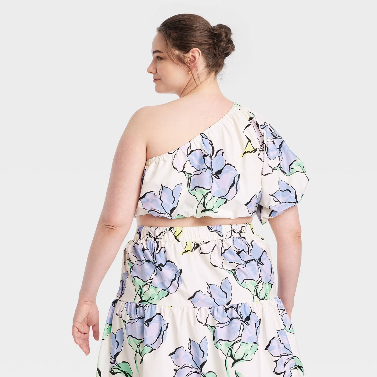 Women's Balloon Sleeve Asymmetrical One Shoulder Blouse - A New Day™ | Target