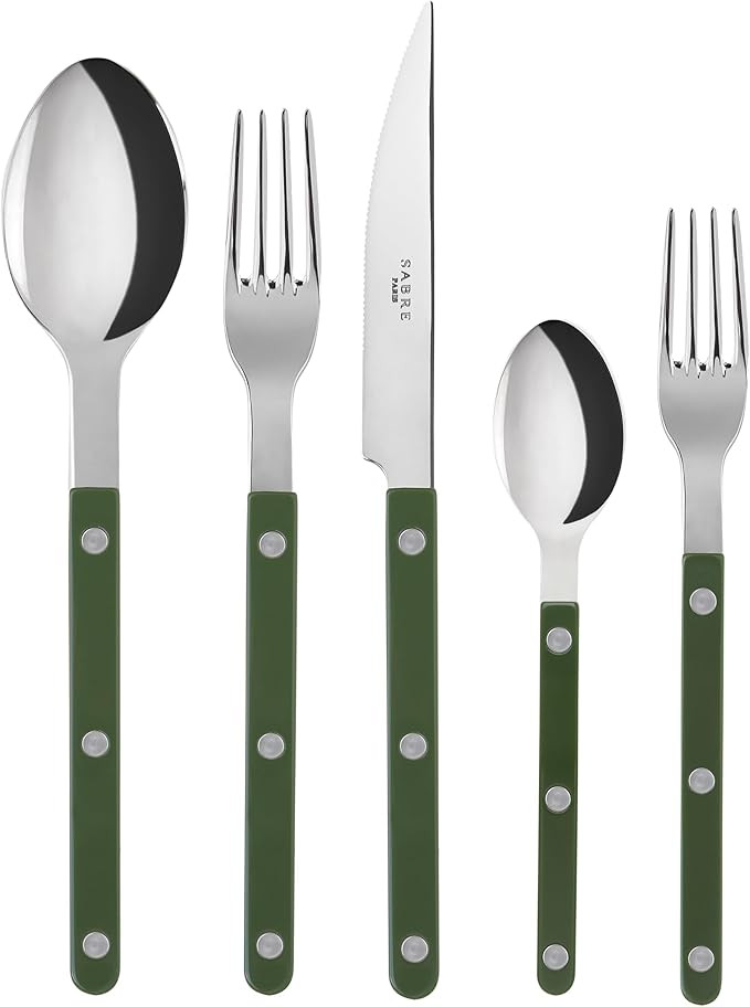 SABRE PARIS - 5-Piece Flatware Set - Bistrot Collection - Knife, Fork, Soup Spoon, Teaspoon & Des... | Amazon (US)