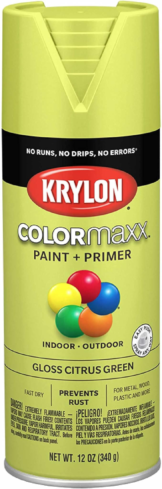 12 oz Krylon K05512007 Citrus Green COLORmaxx Paint & Primer Spray Paint, Gloss | Amazon (US)