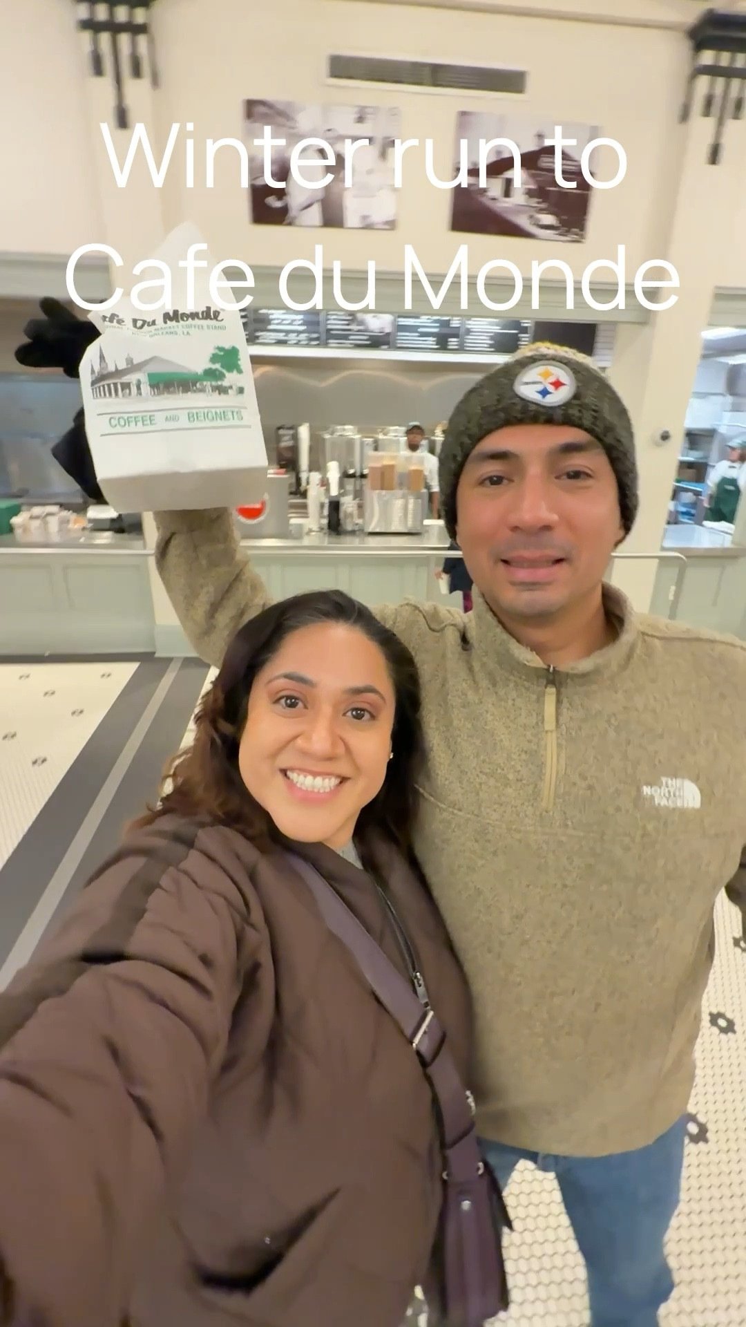 Keep warm while visiting New Orleans for Mardi Gras. We took a bus ghost tour that ended at Cafe du Monde in City Place. Go ordered beignets and ground coffee! 

I wore my quilted chocolate brown coat to stay warm with fleece tights and a purple cross over bag. 

Daniel had a beanie and pull over. 

#LTKTravel #LTKSeasonal #LTKfoodie