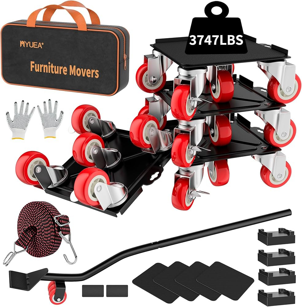 MYUEA【Upgrade Large】 Furniture Dolly,Furniture Movers with 5 Wheels,Carbon Steel Panel Heavy ... | Amazon (US)