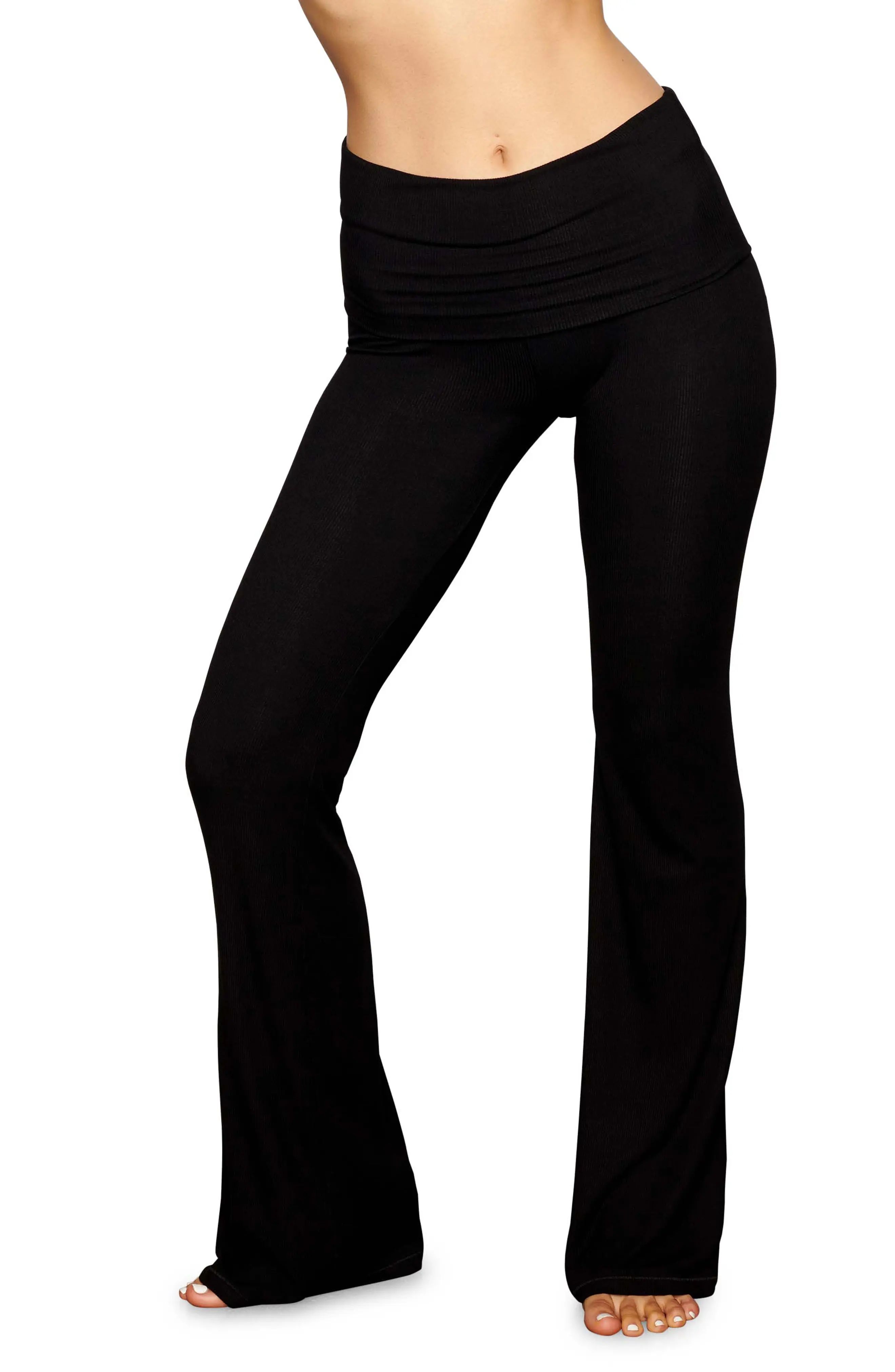 SKIMS Soft Lounge Fold Over Pants, Size Small in Onyx at Nordstrom | Nordstrom