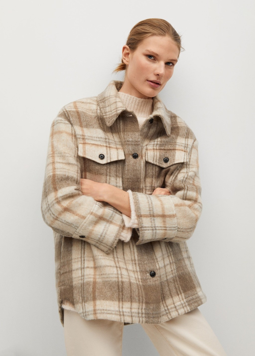 Oversized check overshirt | MANGO (US)