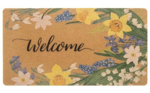 HinyBoeh Hello-Spring-Welcome-Doormat for Spring-Outdoor - Seasonal-Floral-Coir-Door Mat with Non-Slip Front Door Home Decor(30 * 17inch) | Amazon (US)
