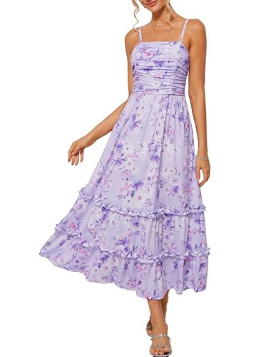 GRACE KARIN 2025 Women's Summer Floral Maxi Dress Casual Sleeveless Ruffle Tiered Wedding Guest F... | Amazon (US)