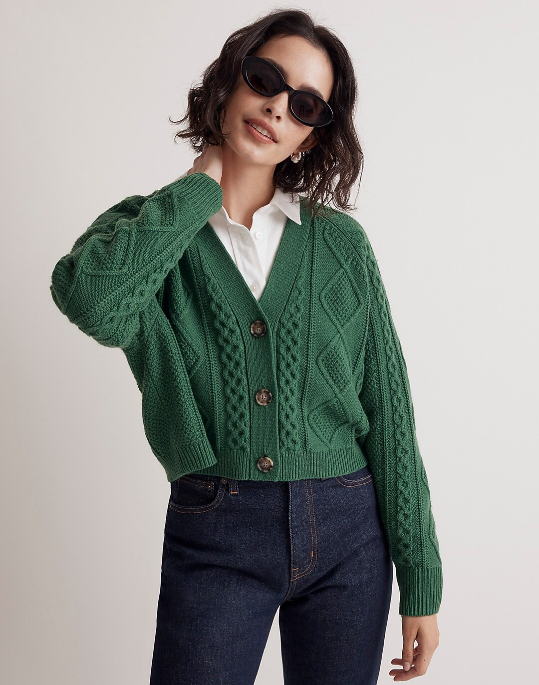 Cable-Knit Cropped Cardigan | Madewell