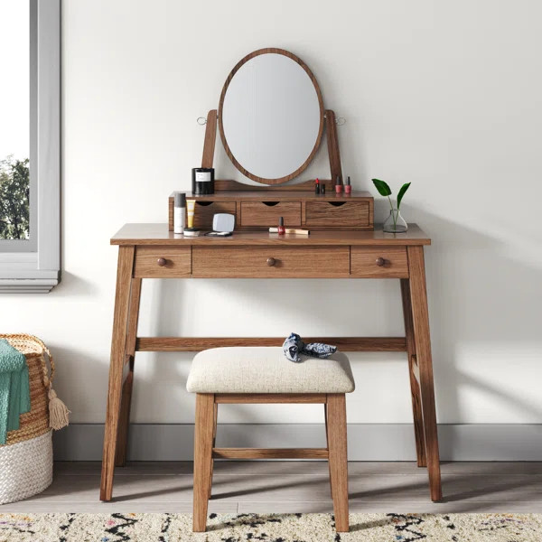 Crosstown Makeup Vanity Set with Stool | Wayfair North America