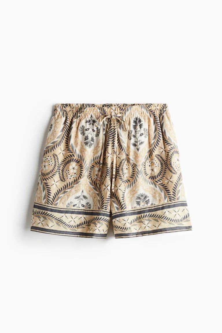 Pull-on Shorts - High waist - Short - Beige/patterned - Ladies | H&M US | H&M (US + CA)