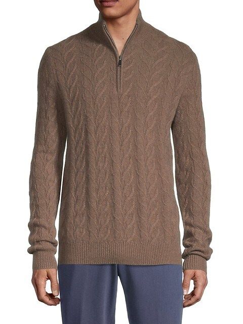 Saks Fifth Avenue Cable-Knit Cashmere Zip-Neck Sweater on SALE | Saks OFF 5TH | Saks Fifth Avenue OFF 5TH