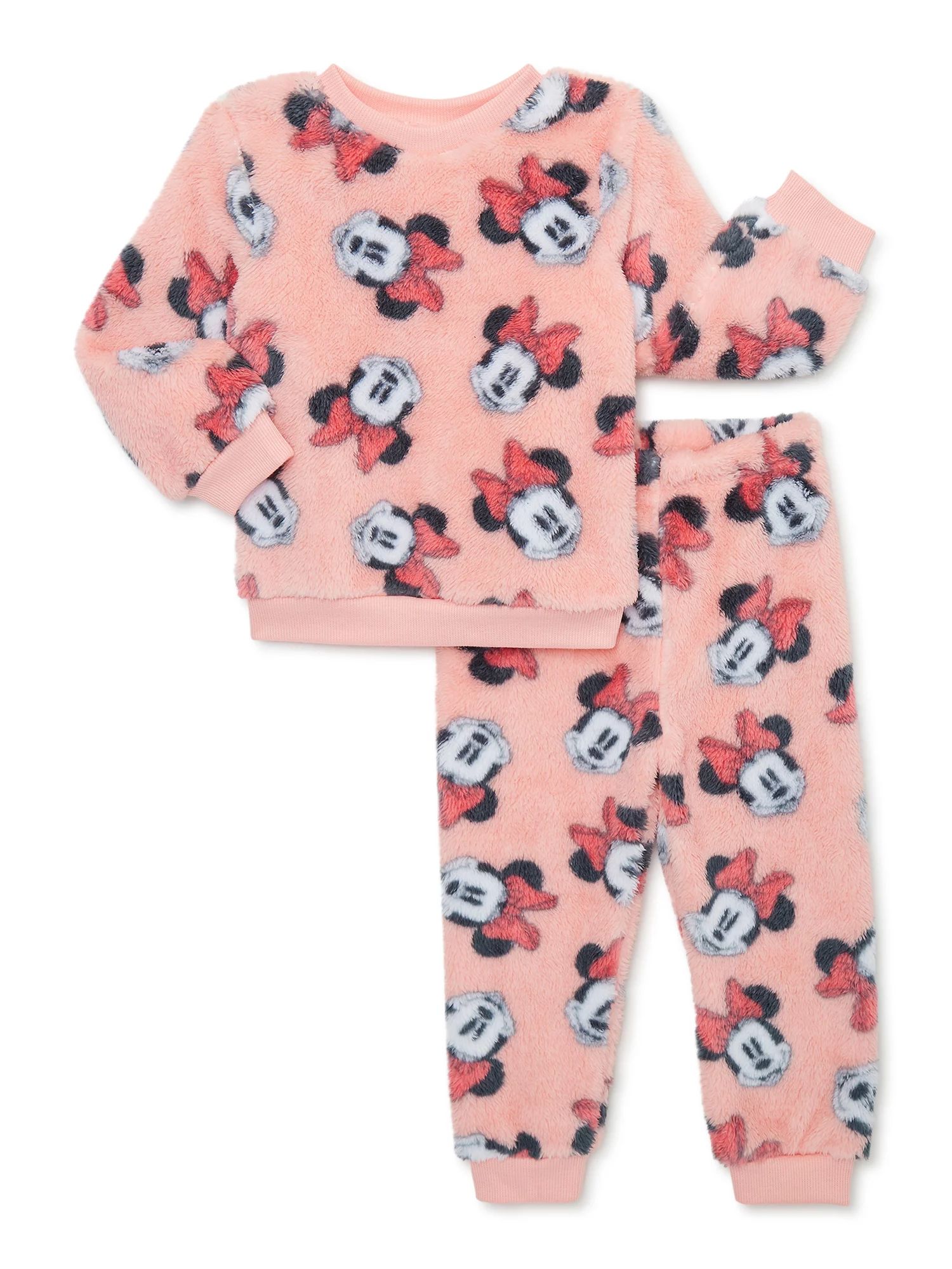 Disney Minnie Mouse Baby and Toddler Boy or Girl Sherpa Sweatshirt and Jogger Outfit Set, 2 Piece... | Walmart (US)