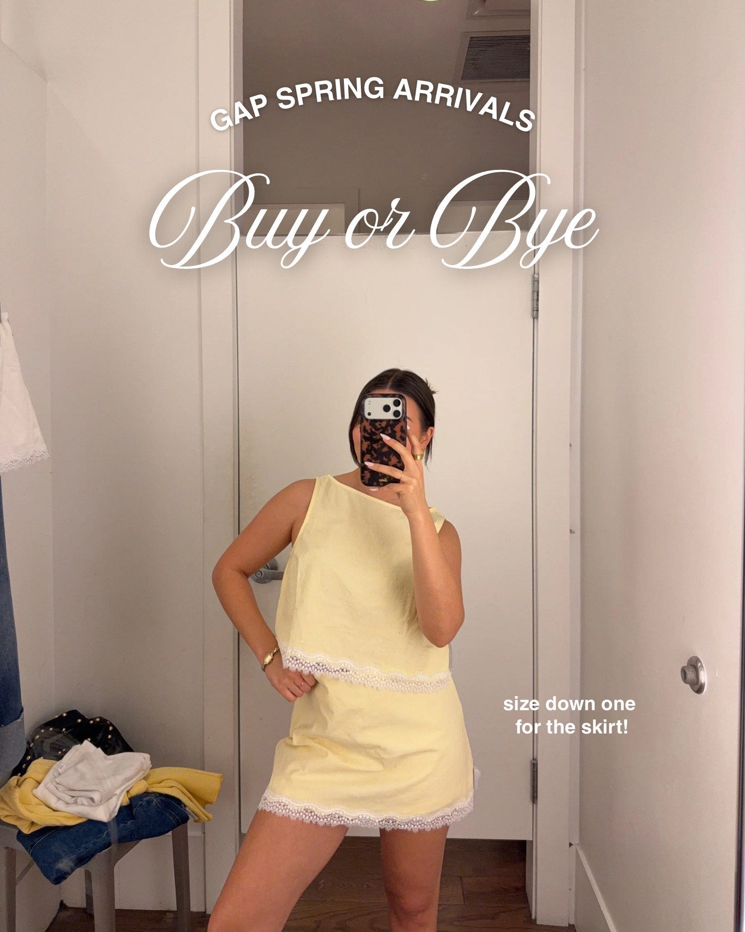 BUY OR BYE: GAP spring arrivals 👖✨ 

I’d recommend sizing down one for the short lace skirt that’s part of the set***

Spring fashion, spring skirt set, butter yellow, spring denim.

#LTKSpringSale #LTKootd
