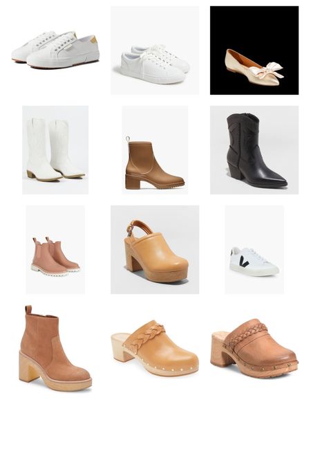 Fall shoes. Booties. Blogs, western boots. White sneakers 