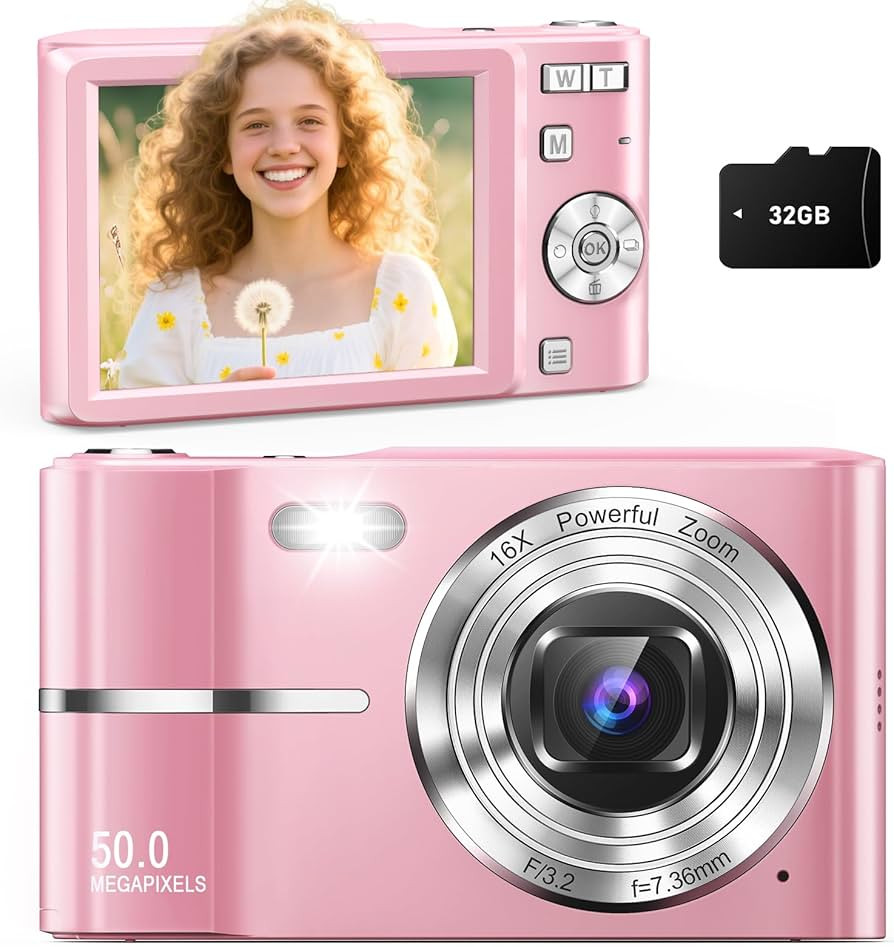 Digital Camera, Cameras for Kids, UHD 4K Point and Shoot Digital Cameras with 32GB Card, 16X Zoom... | Amazon (US)