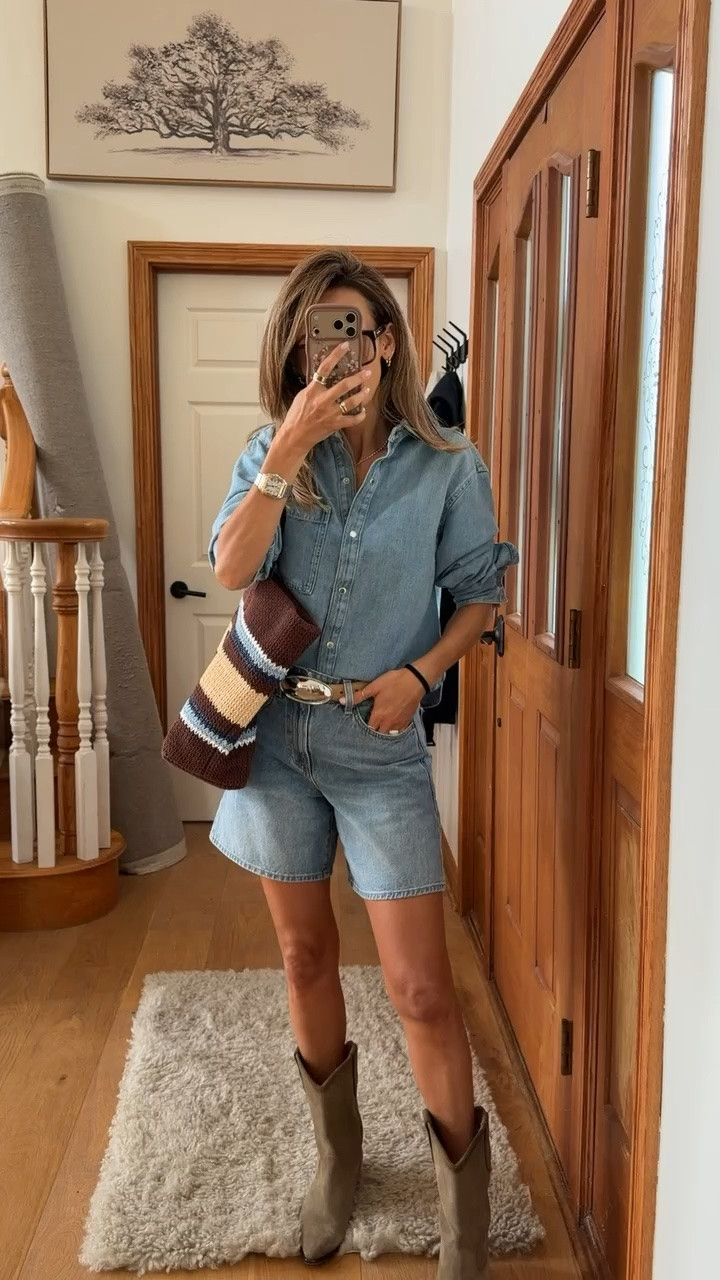 Easy denim on denim look for my facial this morning, love this more slim fitting and cropped denim shirt for a cleaner look, and western details!

#LTKdayinmylife #LTKootd #LTKmorningroutine